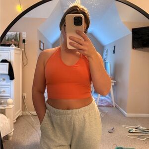 Orange Halter Neck Crop Top